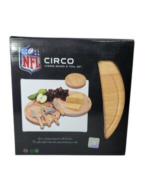 NFL Baltimore Ravens Cheese Board Tool Set Wood Round Rotate Football Circo NEW